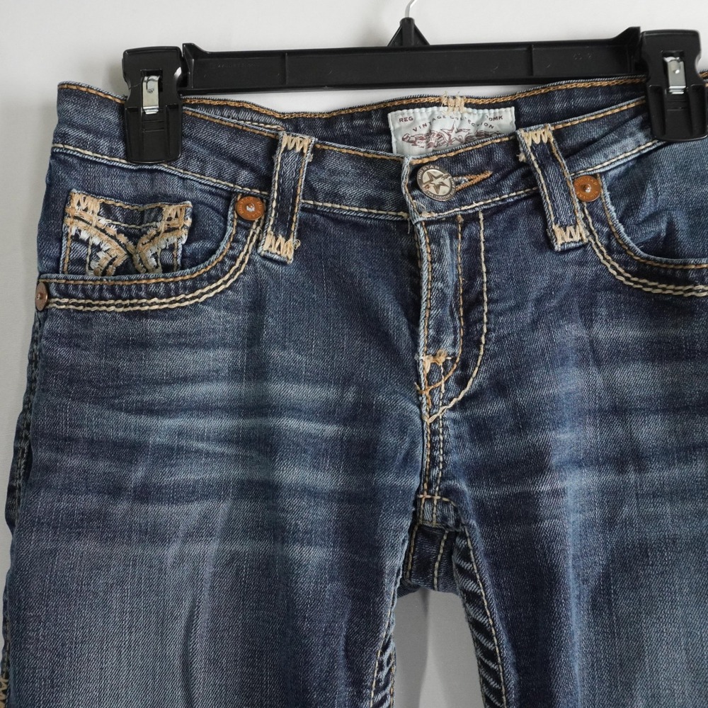Y2K Big Star Sweet Skinny Jeans 28L Medium Wash Embroidered Low Rise Western Vtg - Picture 3 of 12